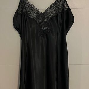Victoria's Secret Black Lace Chemise with Satin Finish